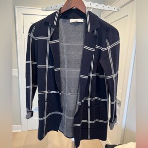 Loft Women's Plaid Sweater Knit Blazer Jacket